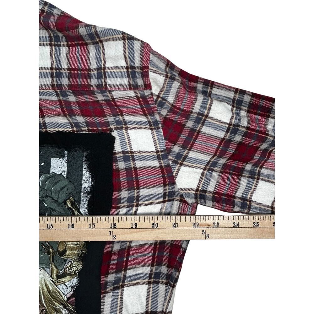 Marvel Avengers Croft & Barrow Upcycled Plaid Flannel Shirt Men’s Medium OOAK - Picture 4 of 11